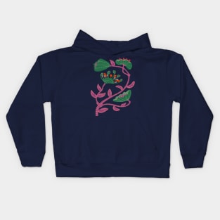 IT'S A JUNGLE OUT THERE Mod Funky Floral-1 in Groovy in Purple and Green - UnBlink Studio by Jackie Tahara Kids Hoodie